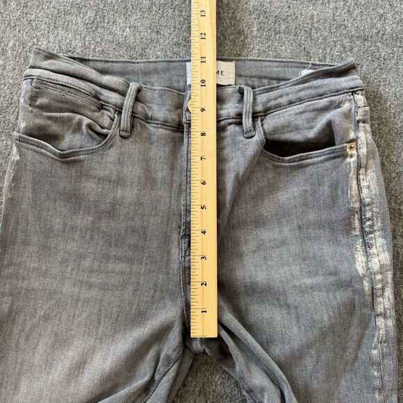 Frame Le High Straight Field Foil Tux Gray Womens Ankle Jeans Sz 27 Cotton Blend - Picture 13 of 14